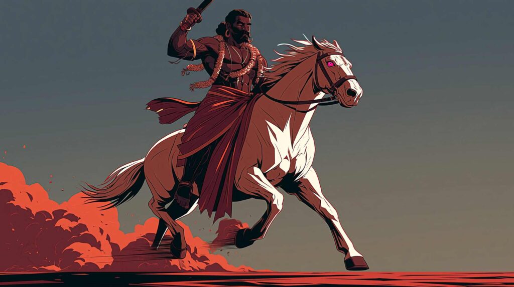 Karuppaswamy iconography explained   symbolic meaning of the aruval, white horse, and black skin in Tamil mythology